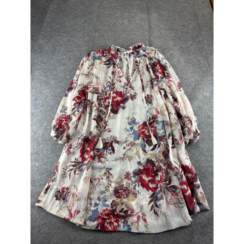 BTFL-life Floral Tassel Tie Sheer Mini Dress Women S Farm Cowgirl Rodeo Festival